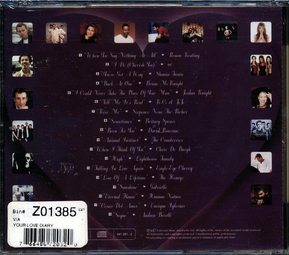 Shania Twain, Britney Spears, Lighthouse Family, Etc. - Love Diary: Fall In Love With 18 Of Today's Most Unforgettable Hits Music CD