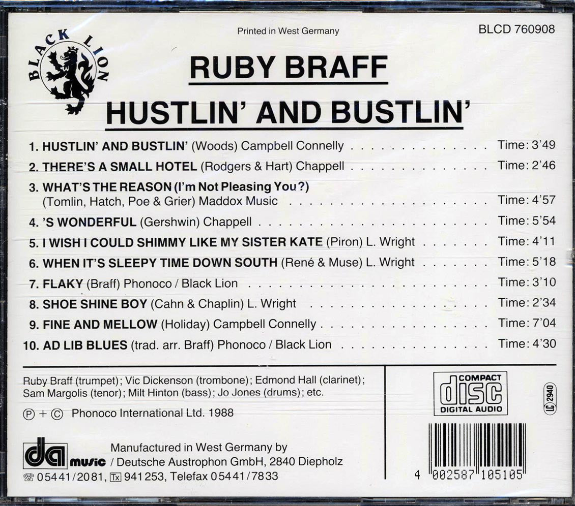 Ruby Braff - Hustlin' And Bustlin' Music CD