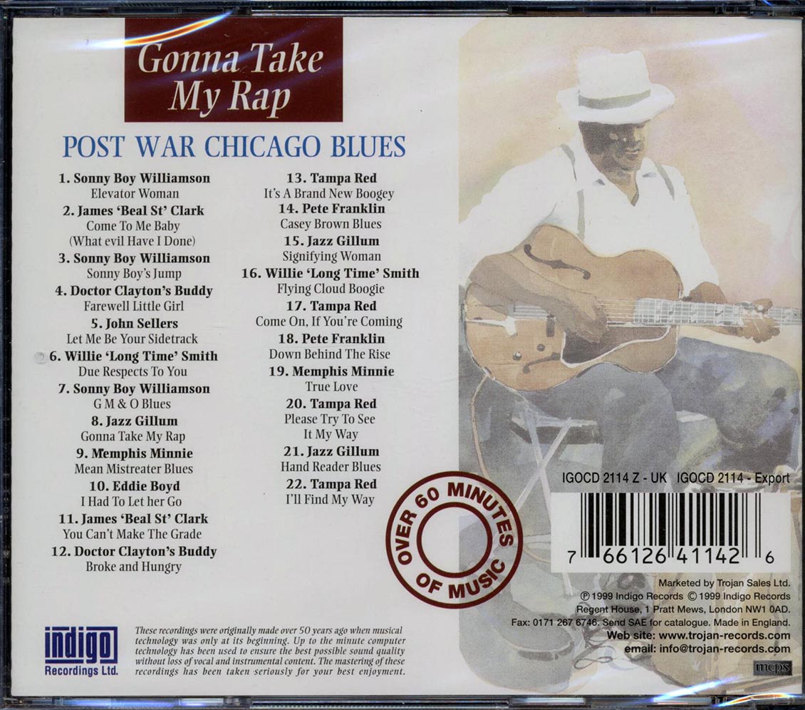 Sonny Boy Williamson, Tampa Red, Doctor Clayton's Buddy, Etc. - Gonna Take My Rap: The Essential Recordinghs Of Post War Chicago Blues '45-'49 (22 tracks) Music CD