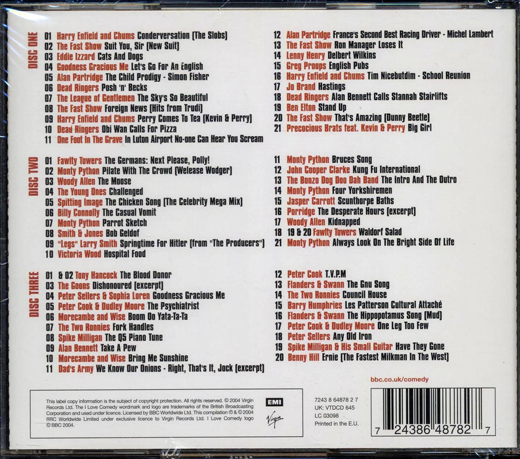 Harry Enfield & Chums, The Fast Show, Eddie Lizzard, Etc. - I Love Comedy (62 tracks) (3xCD) Music CD