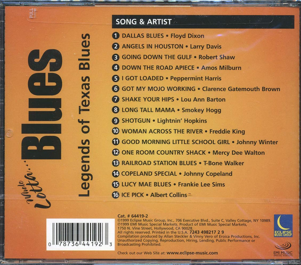 Floyd Dixon, Lightnin' Hopkins, Johnny Winter, Etc. - Legends Of Texas Blues: Whole Lotta Blues Music CD