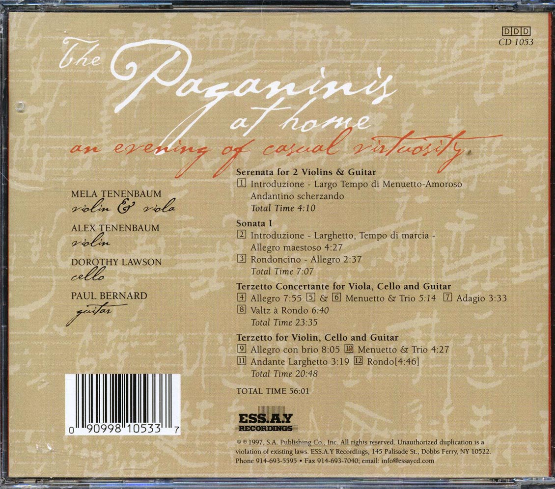 Mela Tenenbaum, Alex Tenenbaum, Dorothy Lawson, Paul Bernard, Paganini - The Paganinis At Home Music CD