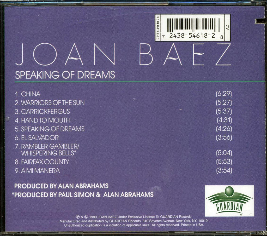 Joan Baez - Speaking Of Dreams (marked/ltd stock) Music CD