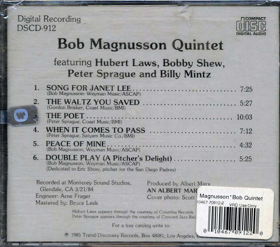 Bob Magnusson Quintet - Song For Janet Lee (marked/ltd stock) Music CD