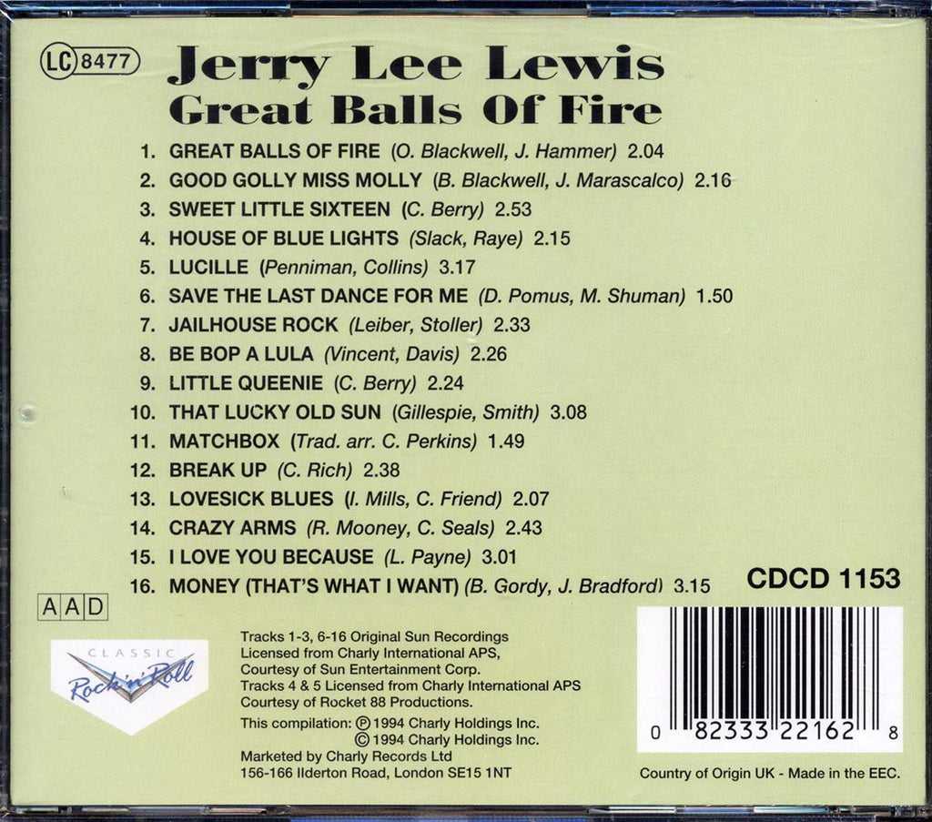 Jerry Lee Lewis - Great Balls Of Fire Music CD