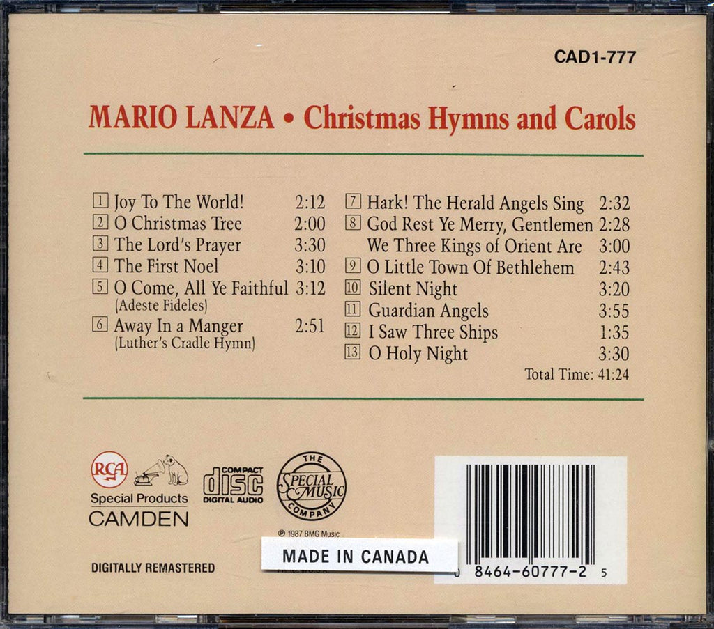 Mario Lanza - Christmas Hymns And Carols Music CD