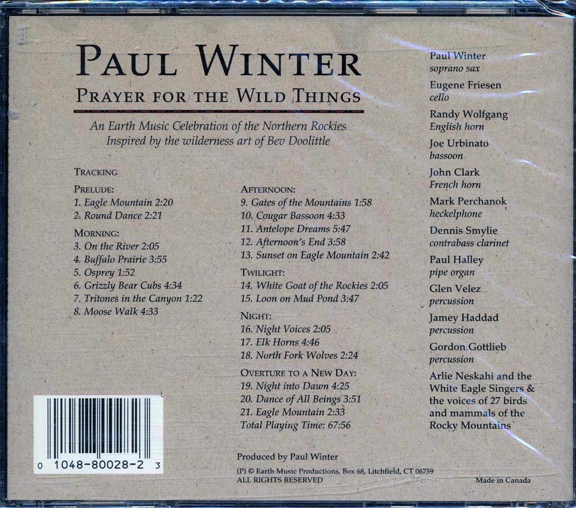 Paul Winter - Prayer For The Wild Things (21 tracks) Music CD