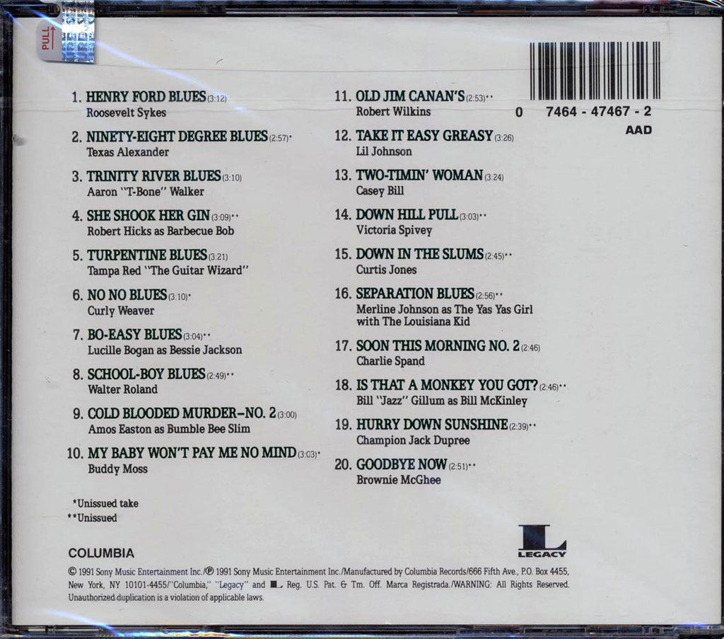 Roosevelt Sykes, Texas Alexander, T-Bone Walker, Etc. - Legends Of The Blues Volume 2 (20 tracks) Music CD