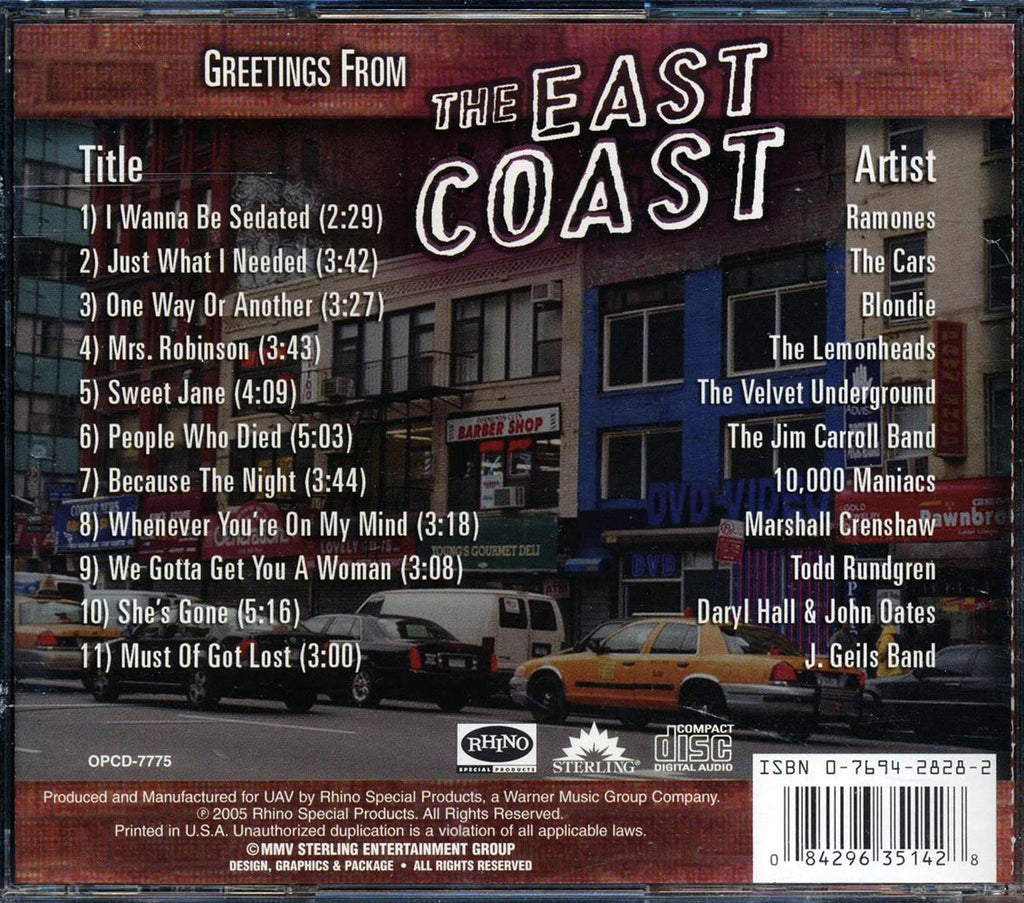 The Ramones, The Cars, Blondie, J. Geils Band, Etc. - Greetings From The East Coast Music CD