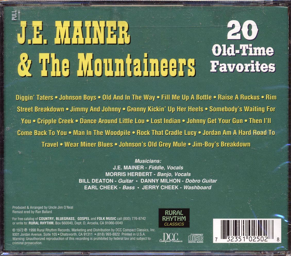 JE Mainer & The Mountaineers - 20 Old-Time Favorites (20 tracks) (marked/ltd stock) Music CD