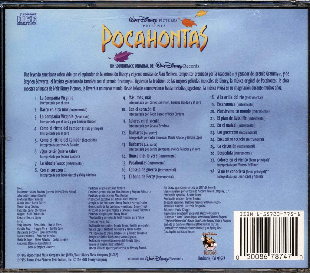 Alan Menken, Stephen Schwartz, Etc. - Pocahontas: Un Soundtrack Original De Walt Disney Records Music CD