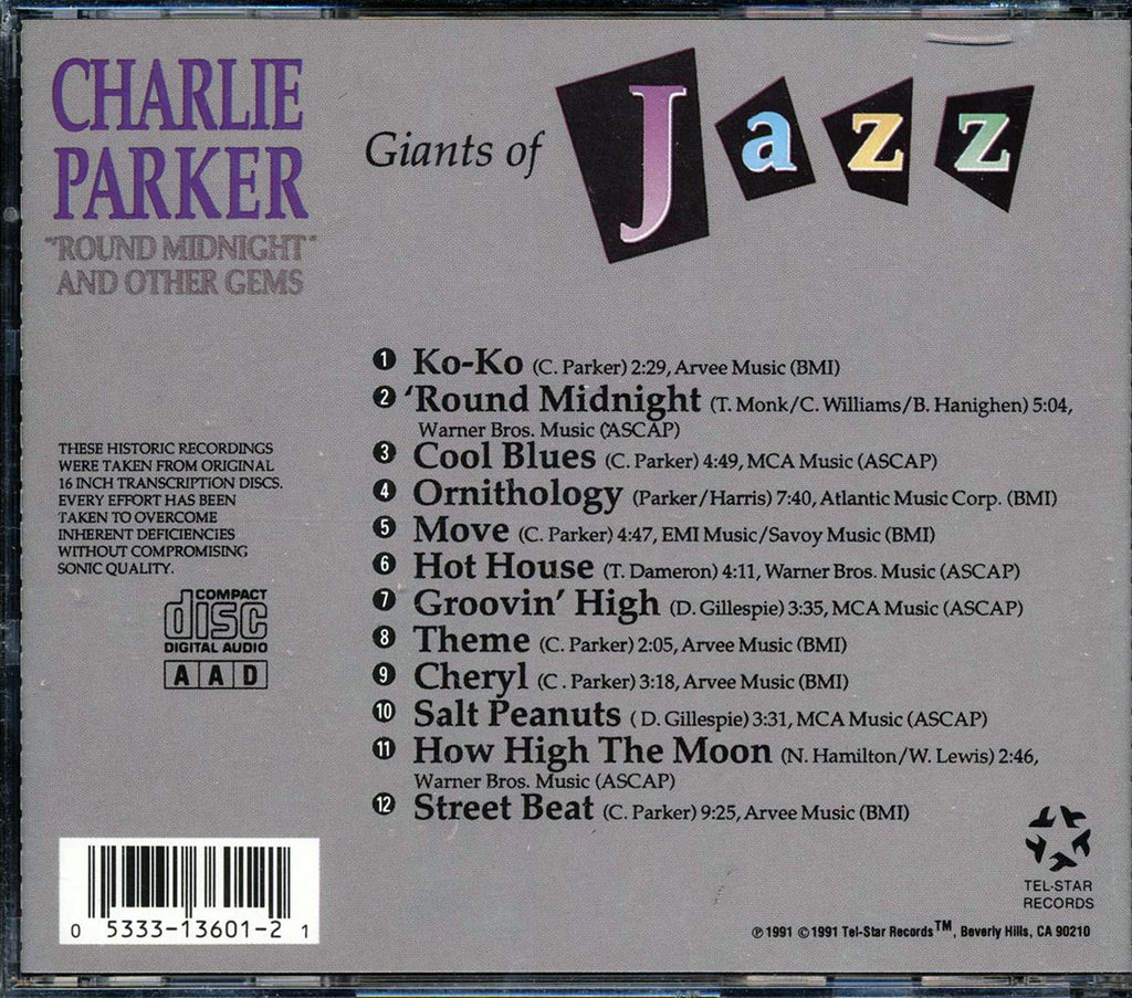 Charlie Parker - Round Midnight And Other Gems Music CD