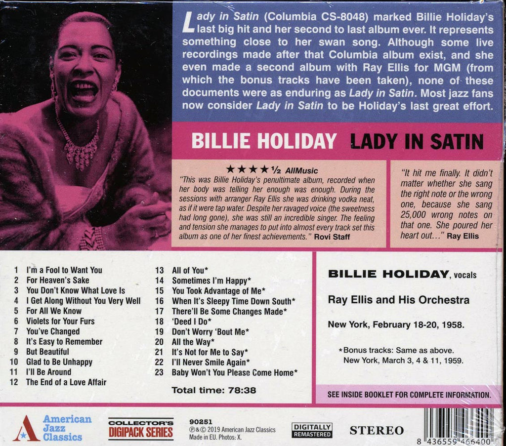 Billie Holiday - Lady In Satin Music CD