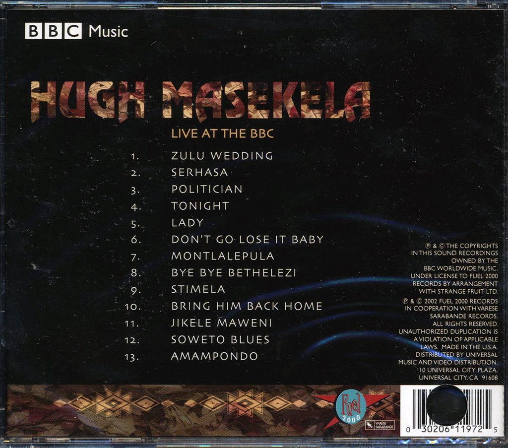 Hugh Masekela - Live At The BBC (marked/ltd stock) Music CD