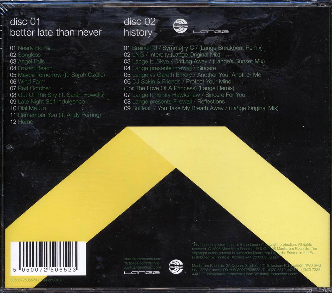 Lange - Better Late Than Never (21 tracks) (2xCD) Music CD