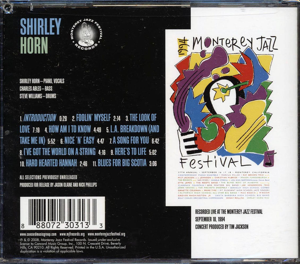 Shirley Horn - Live At The 1994 Monterey Jazz Festival Music CD