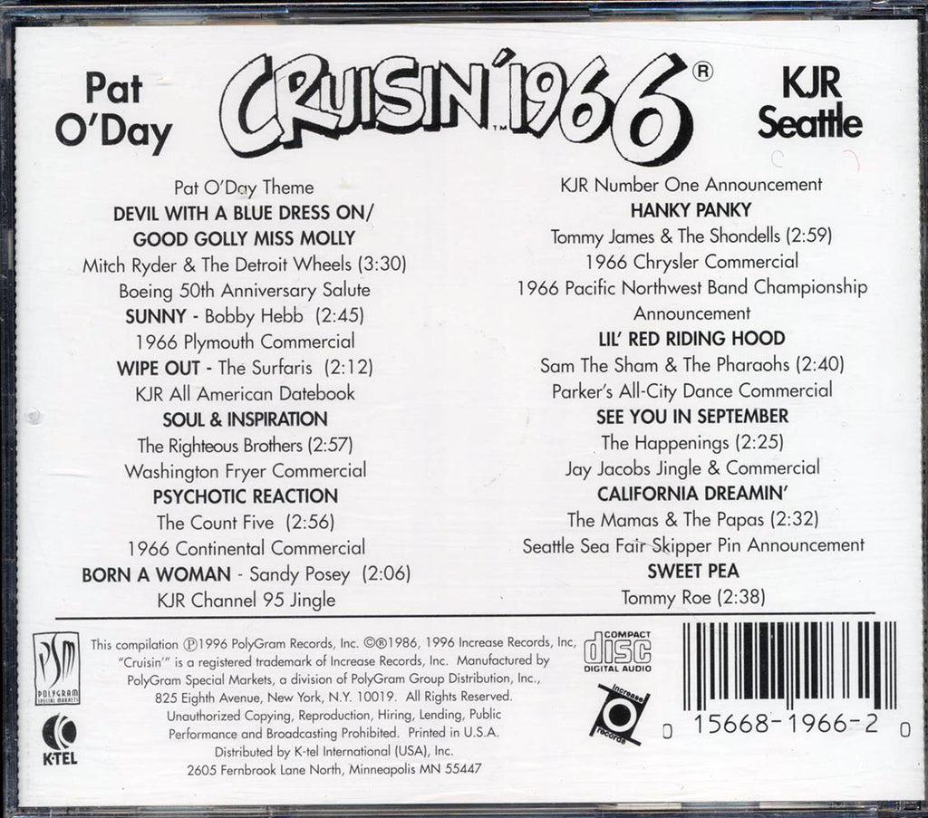 Mitch Ryder & The Detroit Wheels, Pat O'Day, Bobby Hebb, Etc. - Cruisin' 1966: Pat O'Day KJR Seattle Music CD