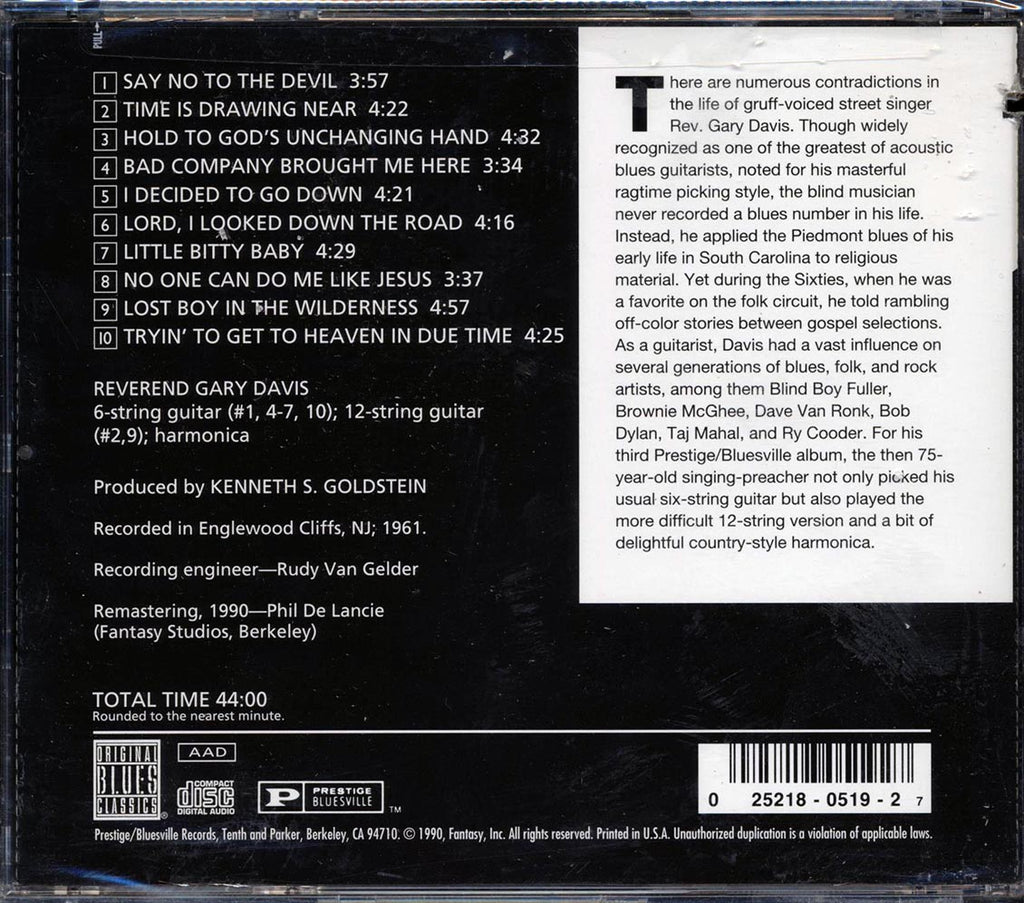Reverend Gary Davis - Say No To The Devil (marked/ltd stock) Music CD