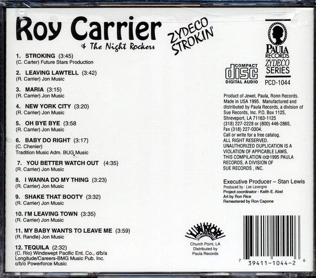 Roy Carrier & The Night Rockers - Zydeco Strokin' Music CD