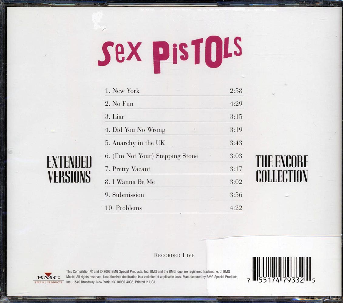 Sex Pistols - Extended Versions: The Encore Collection Music CD