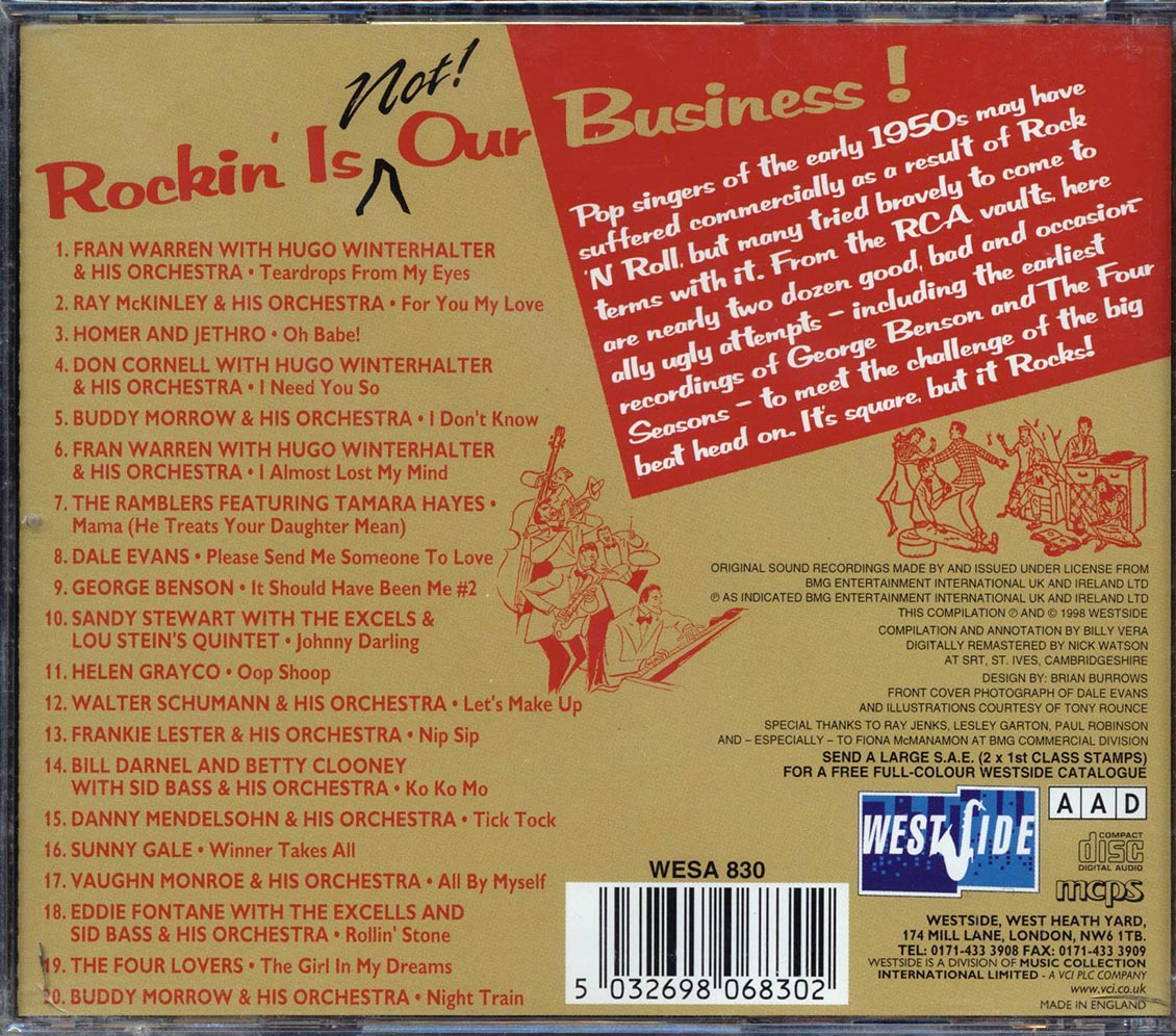 Vaughn Monroe, Homer & Jethro, The Ramblers, Etc. - Rockin' Is Not Our Business! 20 Crazy Covers Of Rockin' R&B Classics 1950-58 (20 tracks) Music CD