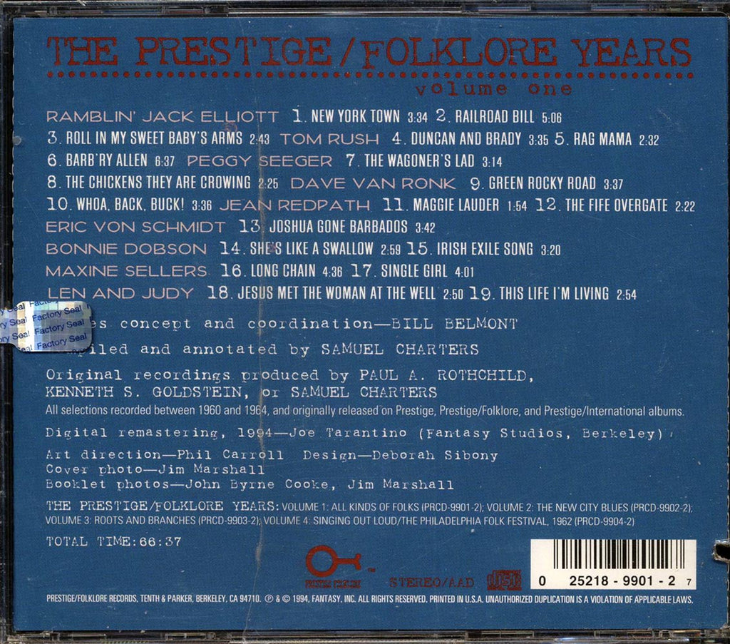 Ramblin' Jack Elliott, Tom Rush, Peggy Seeger, Etc. - The Prestige/Folklore Years Volume 1: All Kinds Of Folks (marked/ltd stock) Music CD