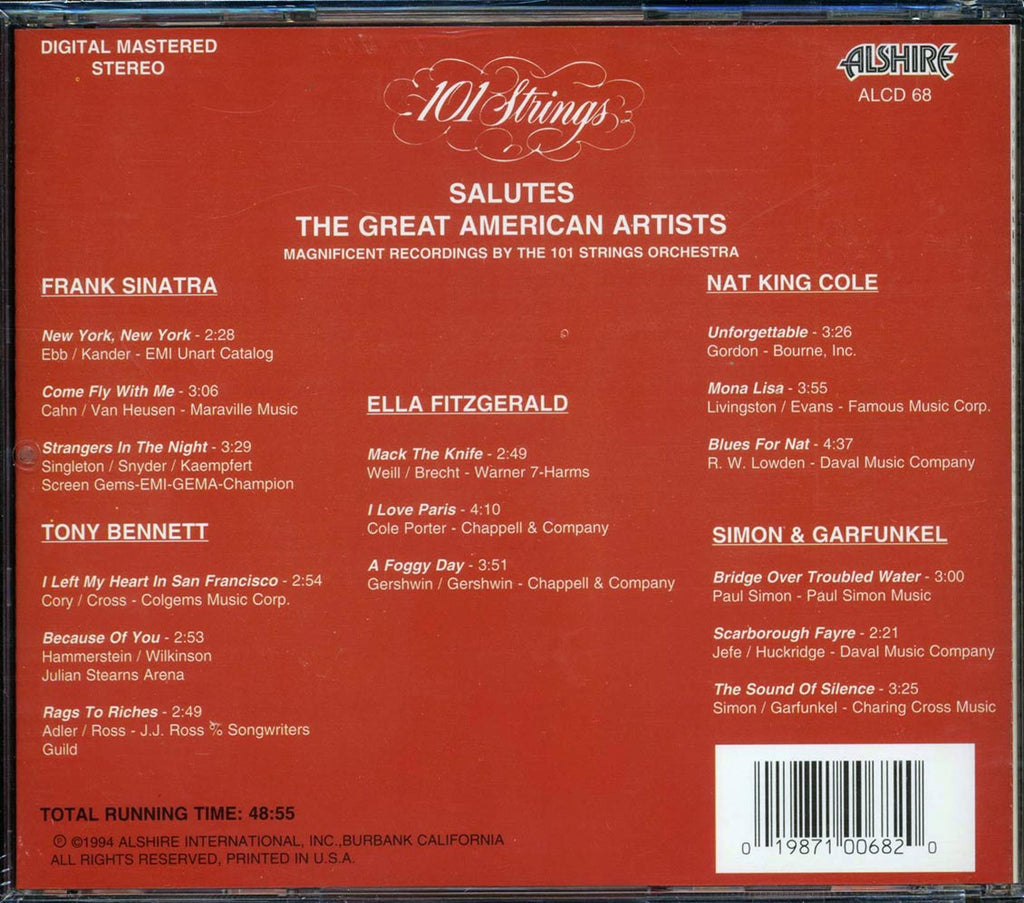 101 Strings - Salutes The Great American Aritists Volume 1 Music CD