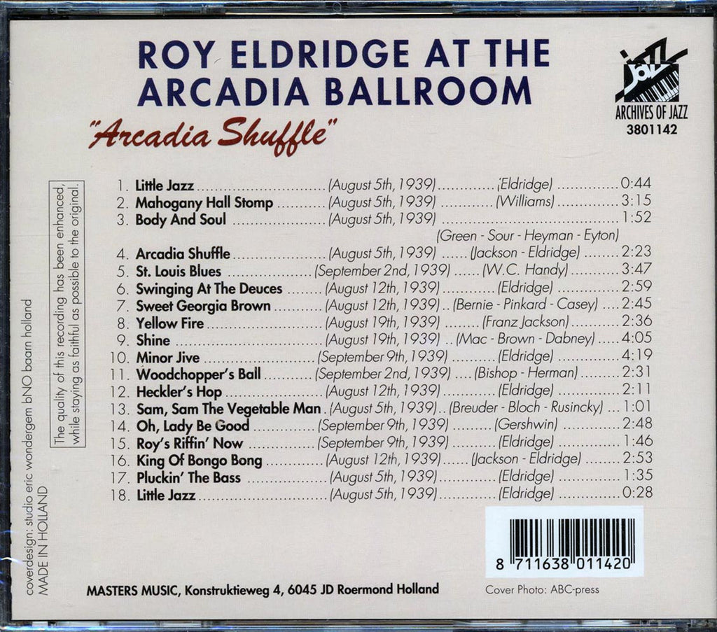 Roy Eldridge & His Orchestra - Arcadia Shuffle: At The Arcadia Ballroom Music CD