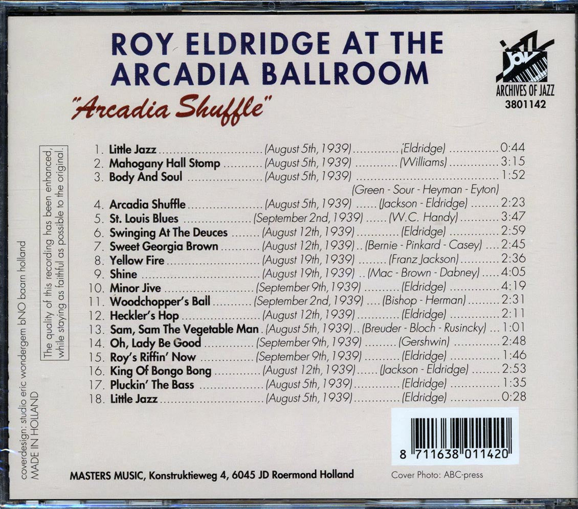 Roy Eldridge & His Orchestra - Arcadia Shuffle: At The Arcadia Ballroom Music CD