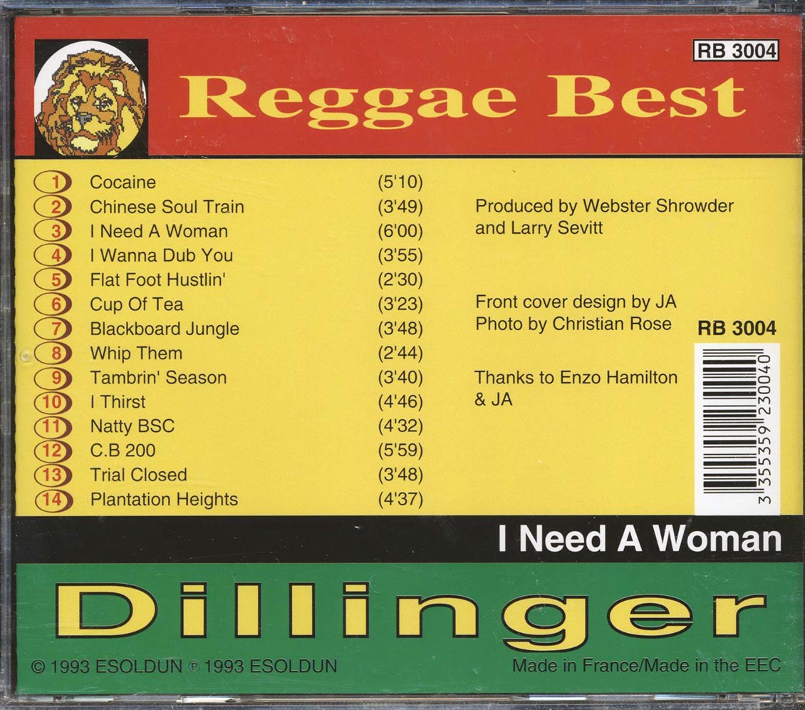 Dillinger - I Need A Woman Music CD