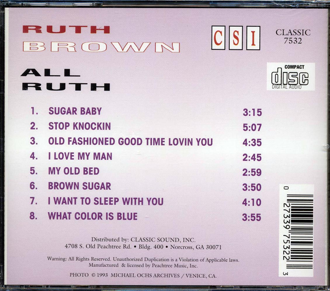 Ruth Brown - All Ruth Music CD