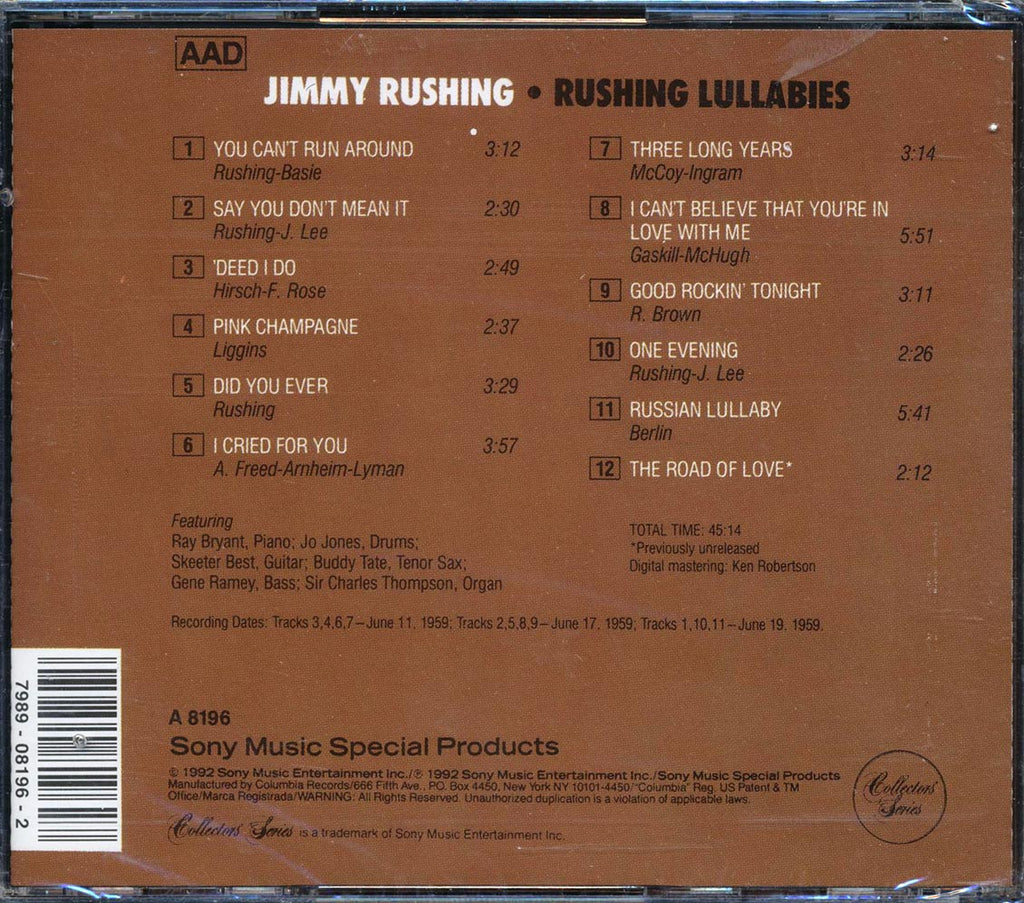 Jimmy Rushing - Rushing Lullabies Music CD