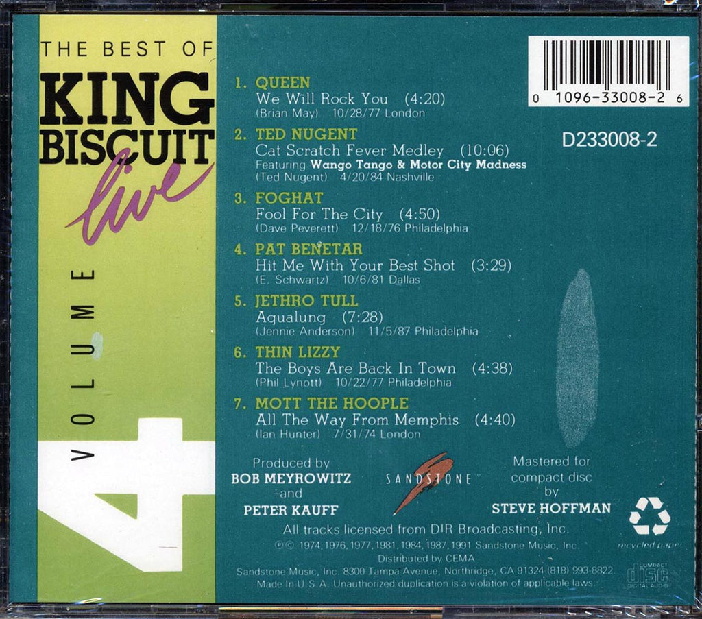 Queen, Ted Nugent, Foghat, Thin Lizzy, Etc. - The Best Of King Biscuit Live Volume 4 Music CD