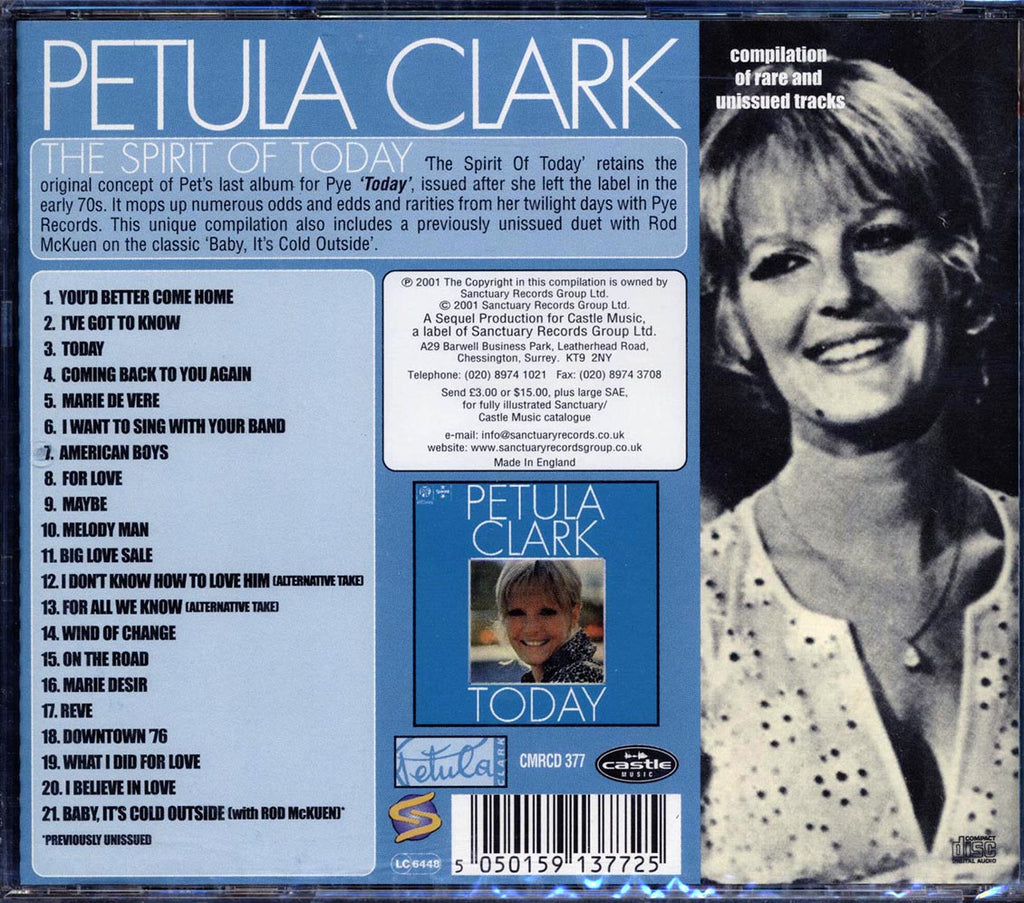 Petula Clark - The Spirit Of Today (21 tracks) Music CD
