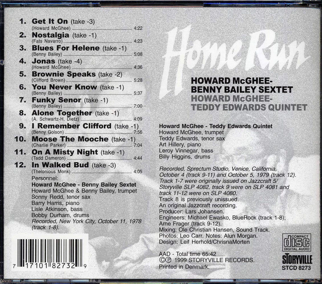 Howard McGhee, Benny Bailey Sextet, Howard McGhee, Teddy Edwards Quintet - Home Run Music CD