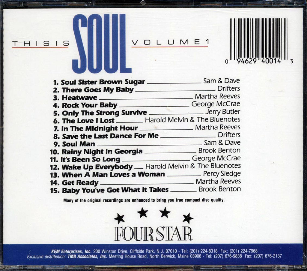 Sam & Dave, The Drifters, Jerry Butler, Etc. - This Is Soul Volume 1 Music CD