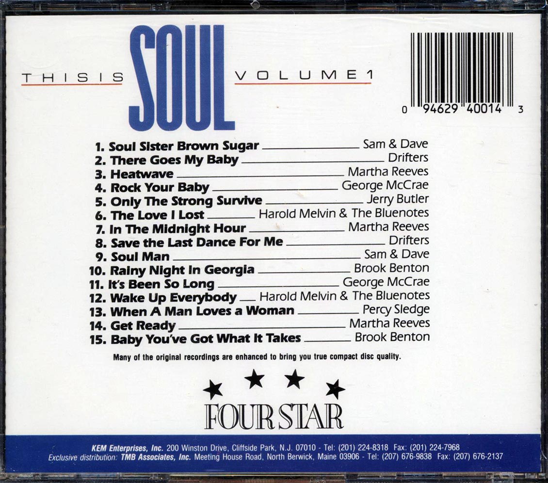Sam & Dave, The Drifters, Jerry Butler, Etc. - This Is Soul Volume 1 Music CD
