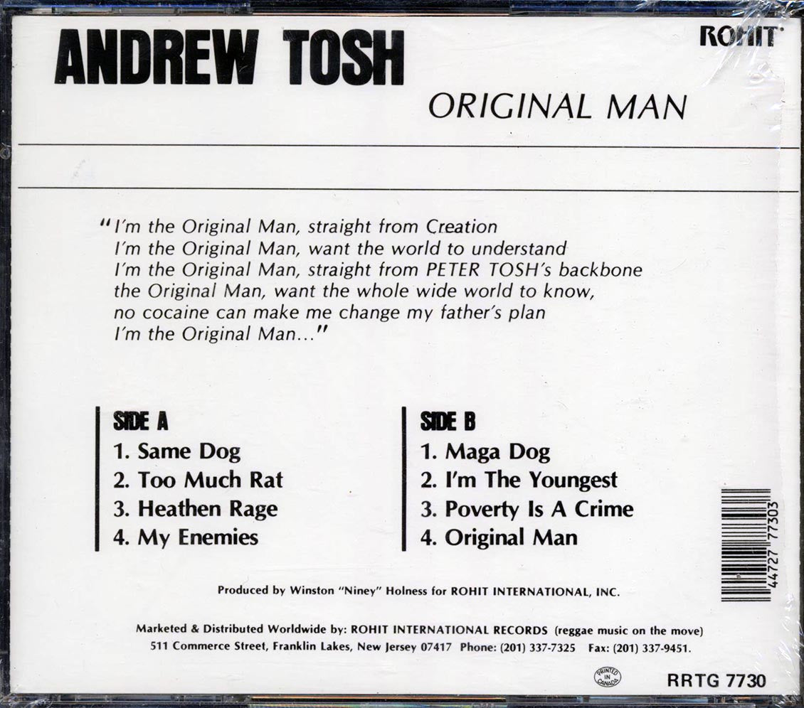 Andrew Tosh - Original Man Music CD