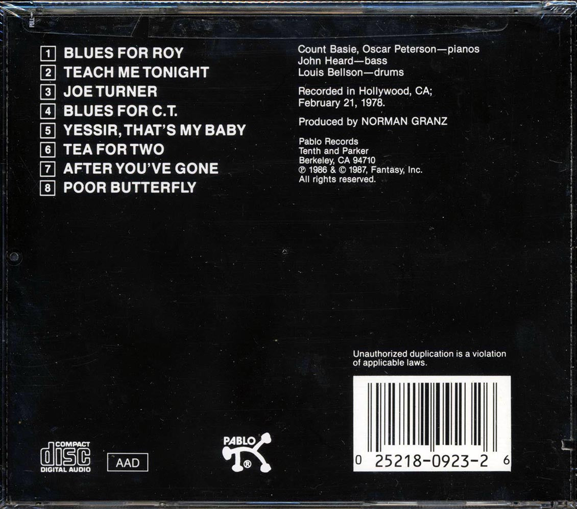 Count Basie, Oscar Peterson - Yessir, That's My Baby (marked/ltd stock) Music CD