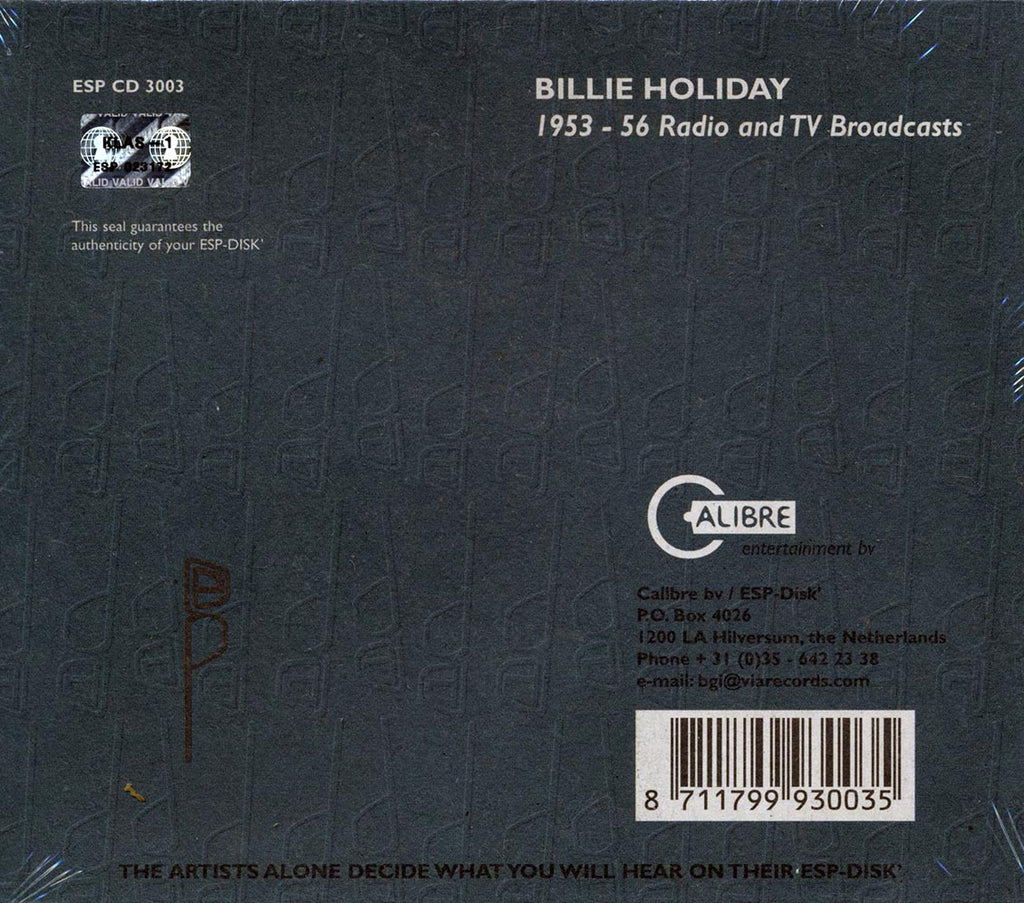 Billie Holiday - 1953-56 Radio And TV Broadcasts Music CD