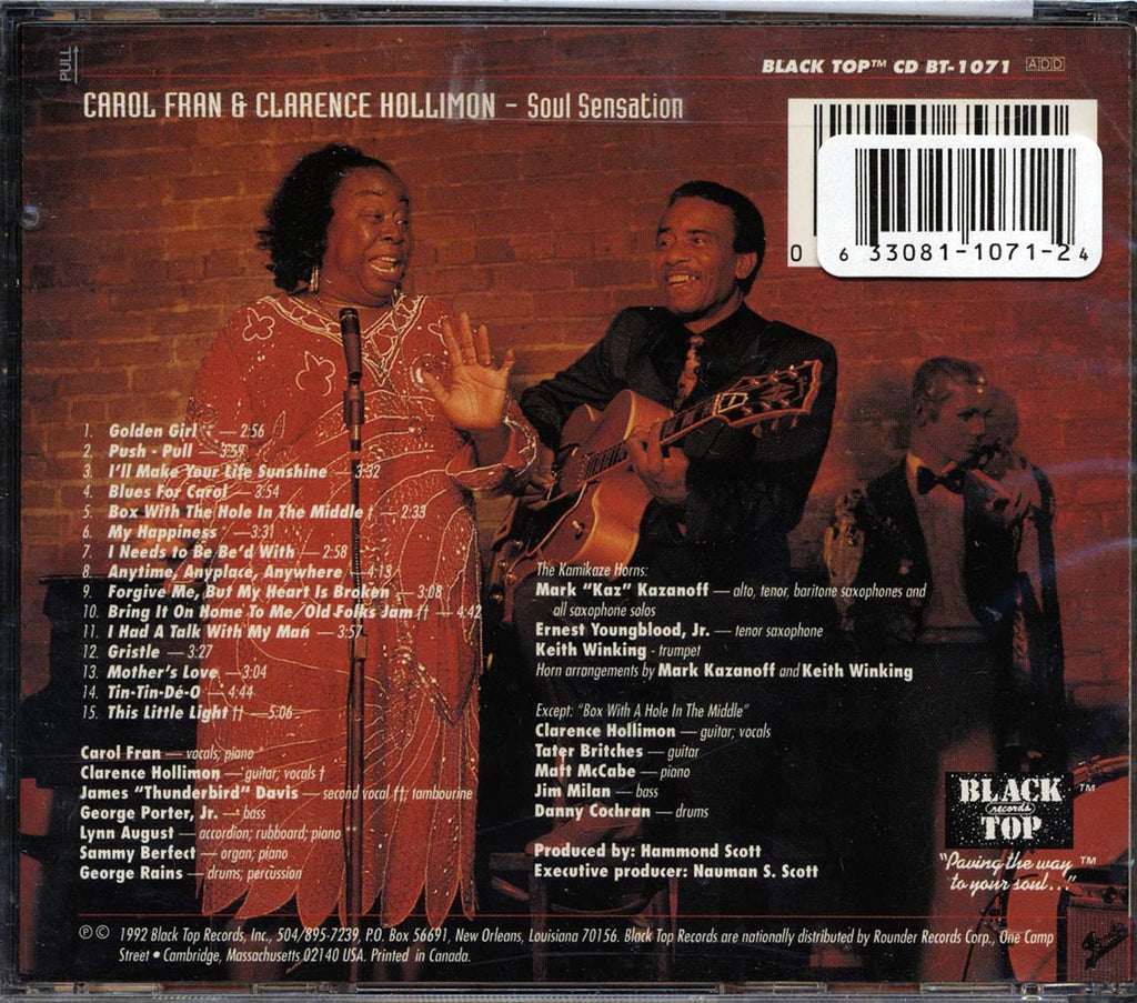 Carol Fran, Clarence Hollimon - Soul Sensation Music CD