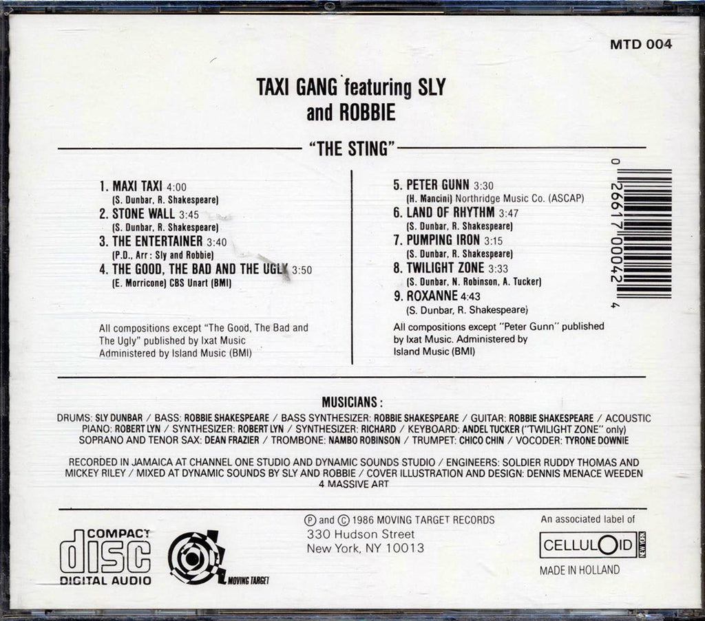 The Taxi Gang, Sly & Robbie - The Sting Music CD