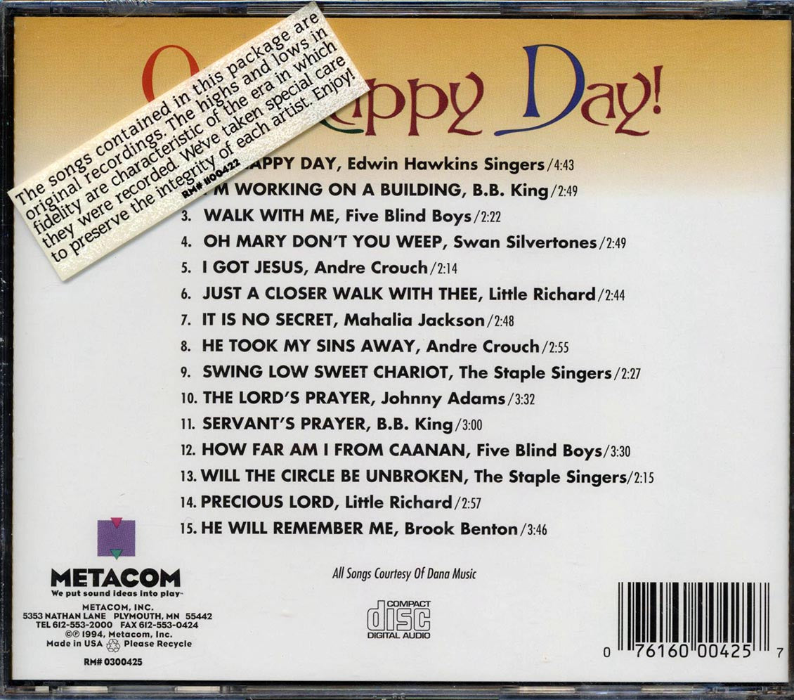 BB King, Andre Crouch, Little Richard, Etc. - Oh Happy Day Music CD