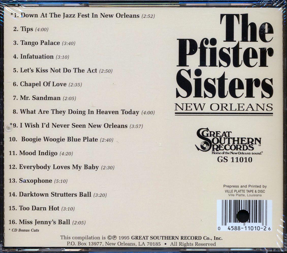 The Pfister Sisters - New Orleans (marked/ltd stock) Music CD