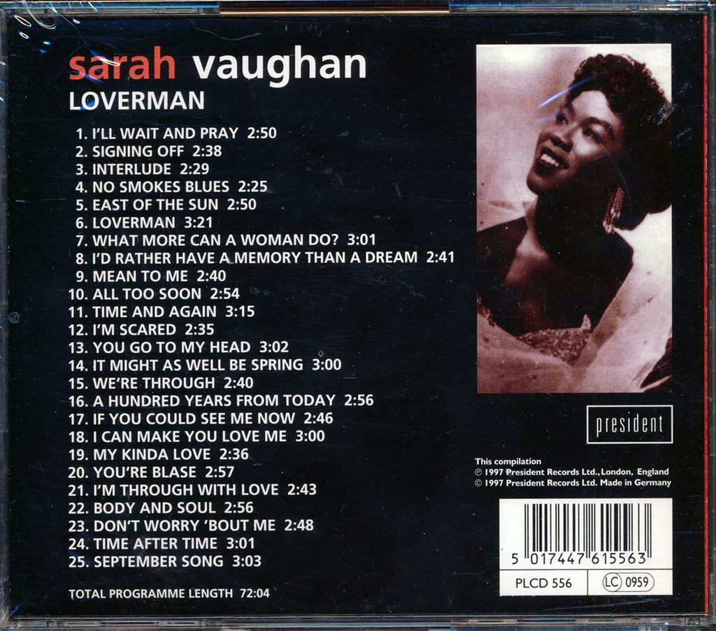 Sarah Vaughan - Loverman (25 tracks) Music CD