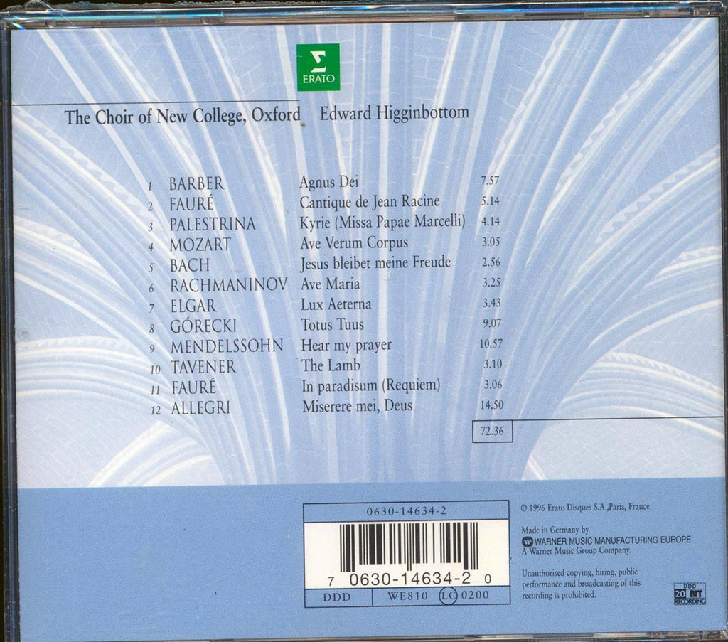 The Choir Of New College Oxford, Edward Higginbottom - Agnus Dei: Music Of Inner Harmony Music CD