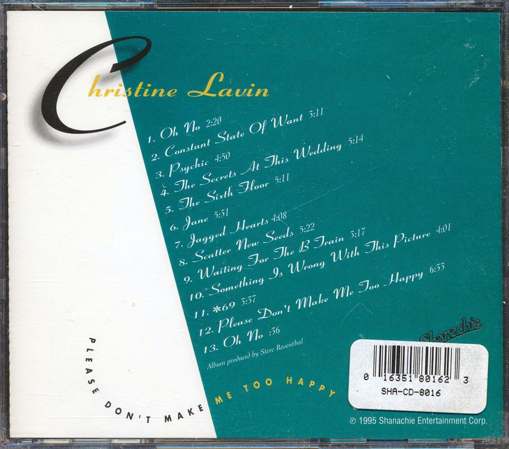 Christine Lavin - Please Don't Make Me Too Happy Music CD