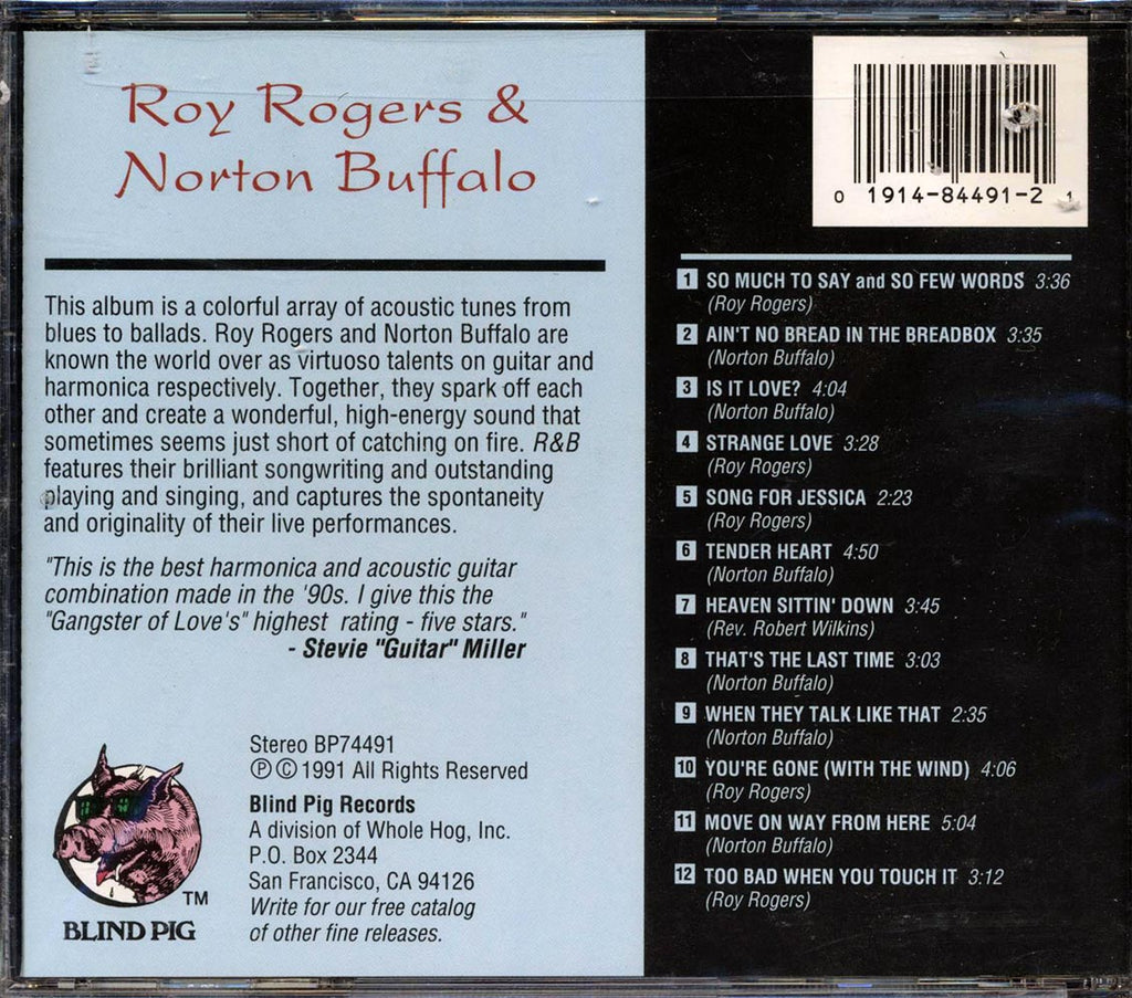 Roy Rogers & Norton Buffalo - R&B Music CD
