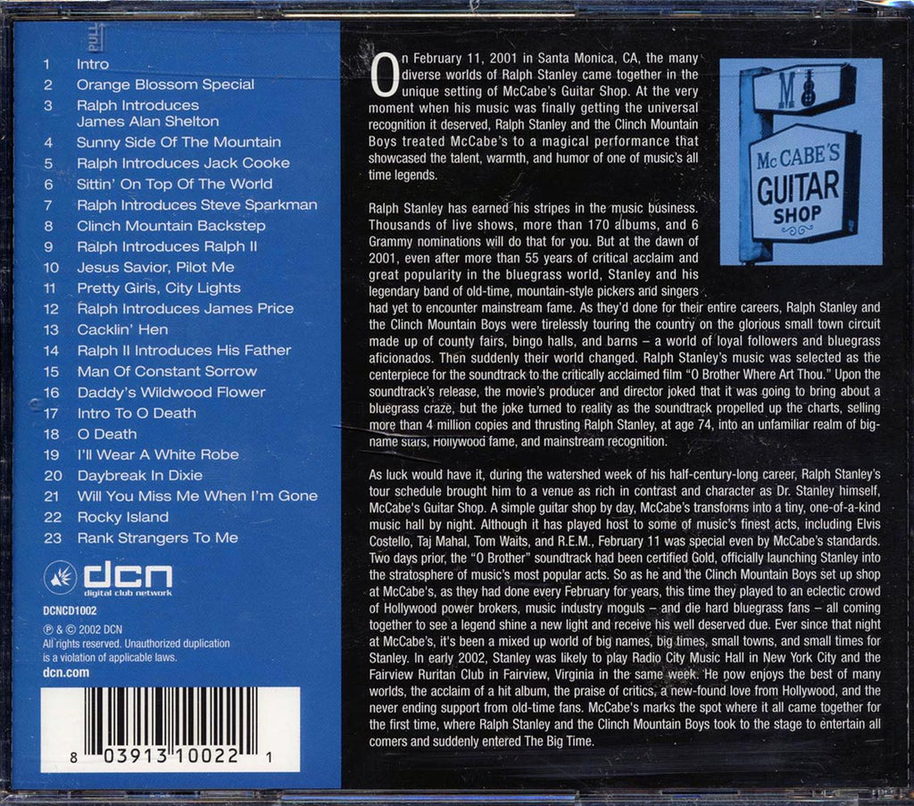 Ralph Stanley & The Clinch Mountain Boys - Live At McCabe's Guitar Shop Music CD
