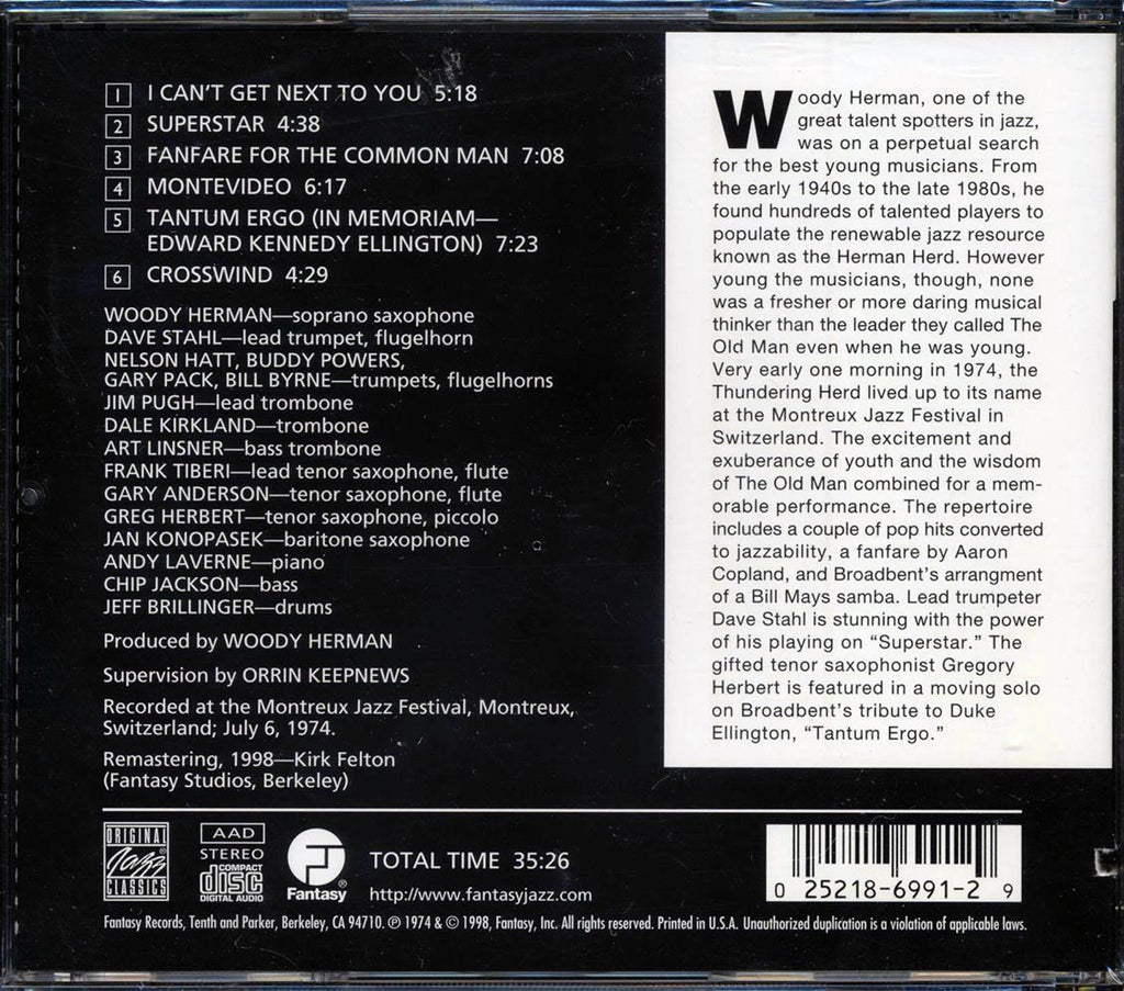 Woody Herman - Herd At Montreux (marked/ltd stock) Music CD
